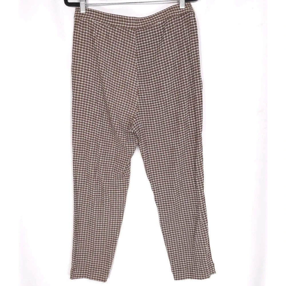 ANTHROPOLOGIE Sanctuary New Pants XL Women's Westside Check Chocolate Crop Brown - Picture 12 of 13